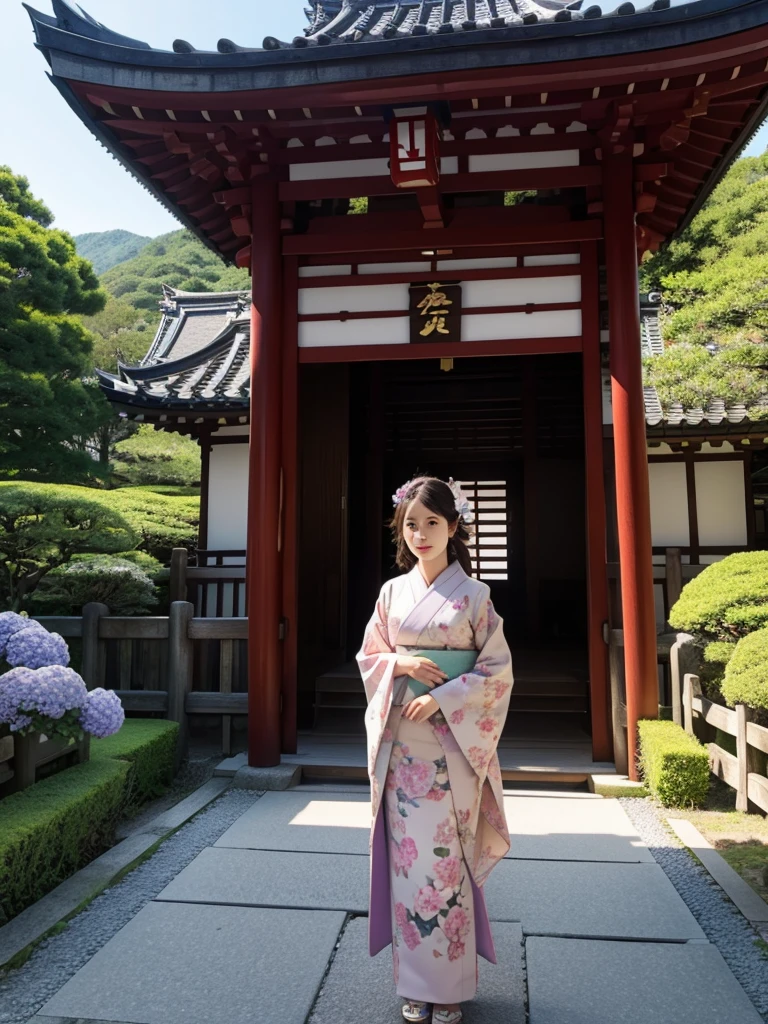 hydrangea Girl Kyoto Temple