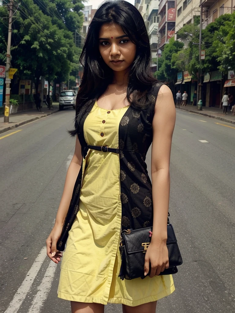 A indian gril black hair drees bengoli shari at kolkata veryy sad mood gril sting alone on road