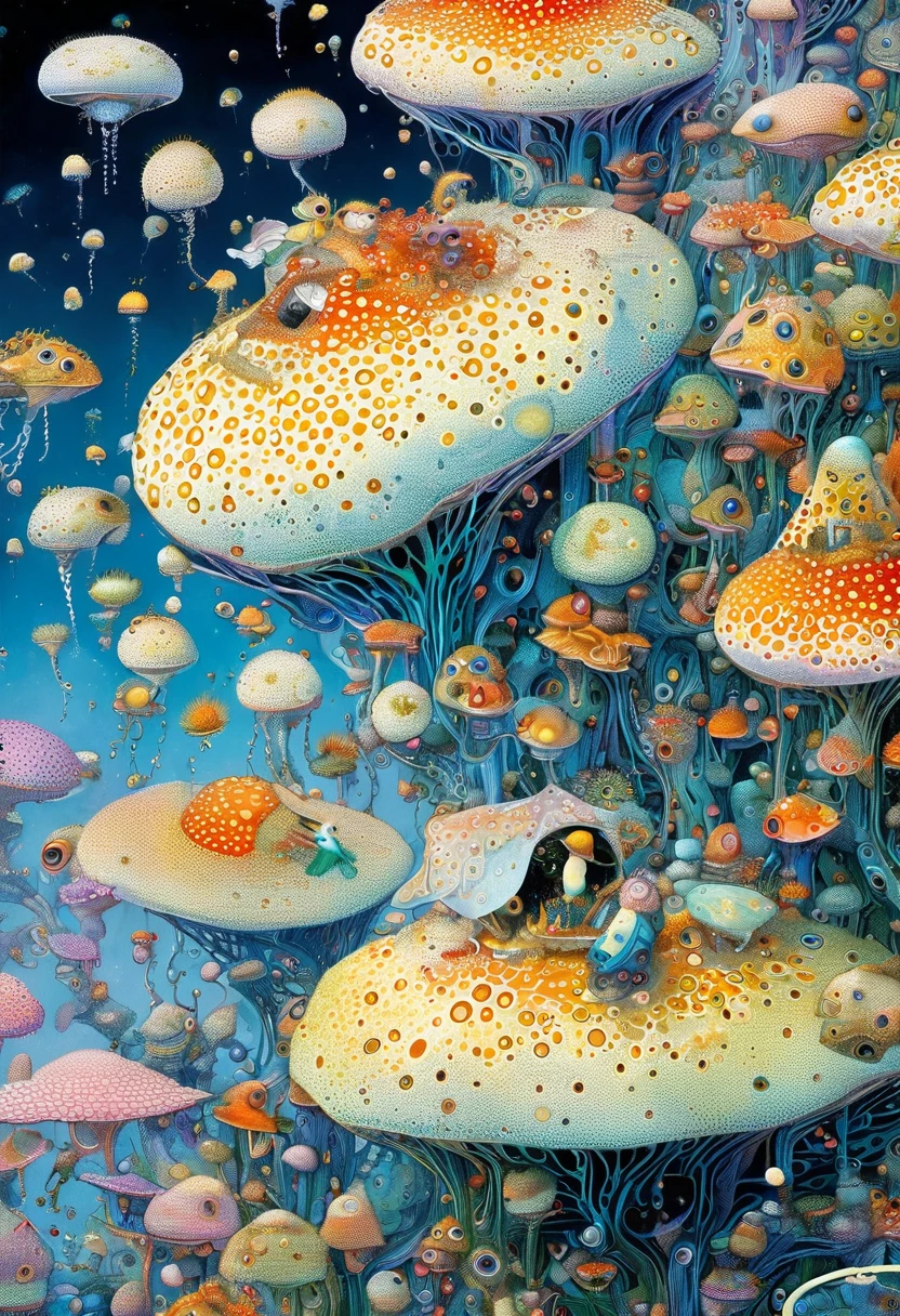 illustrations de daniel merriam,Strange illustration。Pointillism method。Trypophobia。