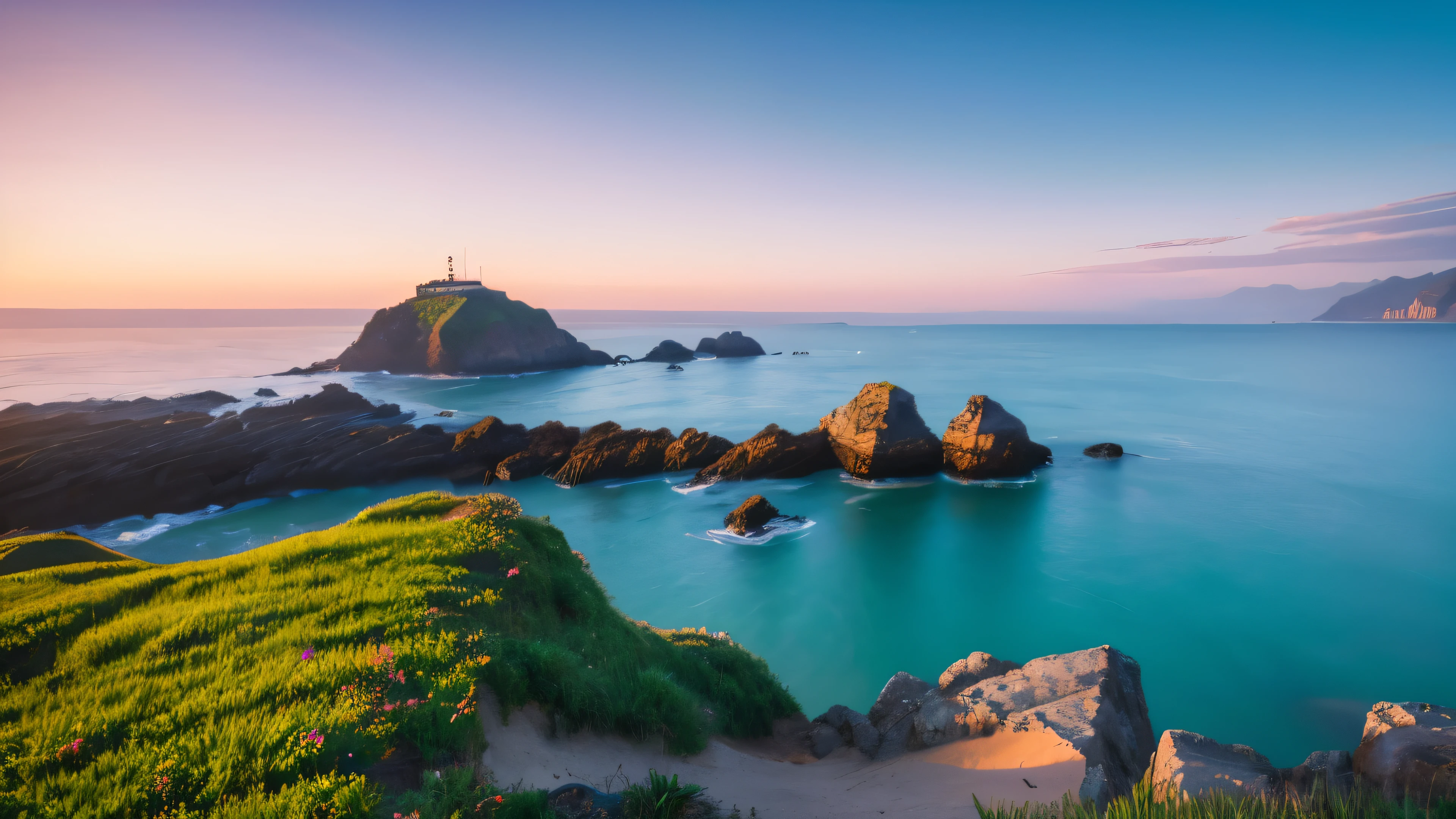 (Masterpiece:1.4, top-quality),Nice, coastal, early morning