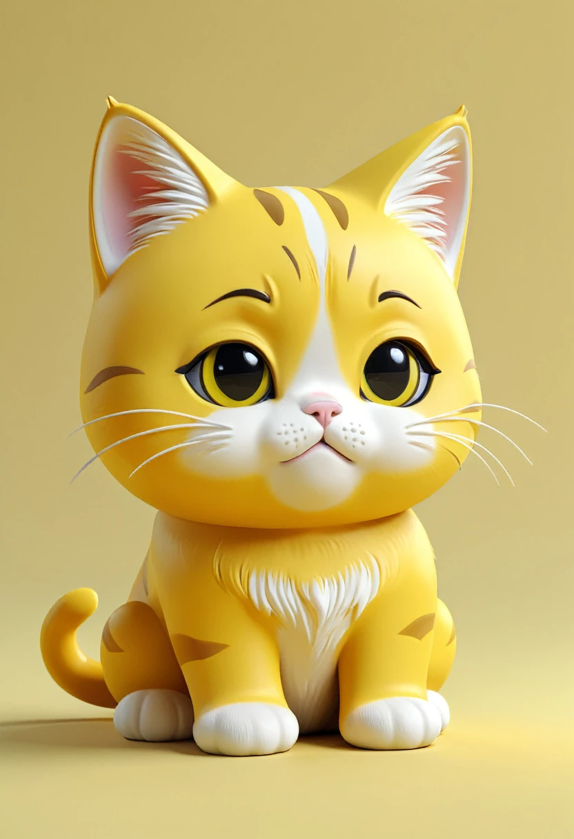 cute cat sad 3d yellow