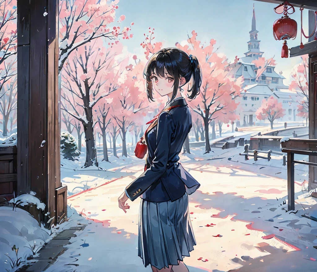 Chinese female high school student,Graduated from high school,Looking back at school,