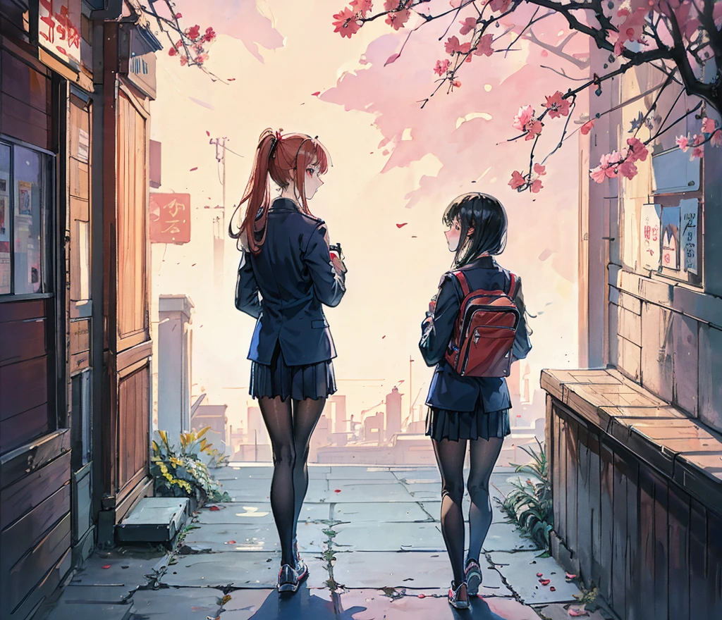 Chinese female high school student，Graduated from high school，Looking back at school，