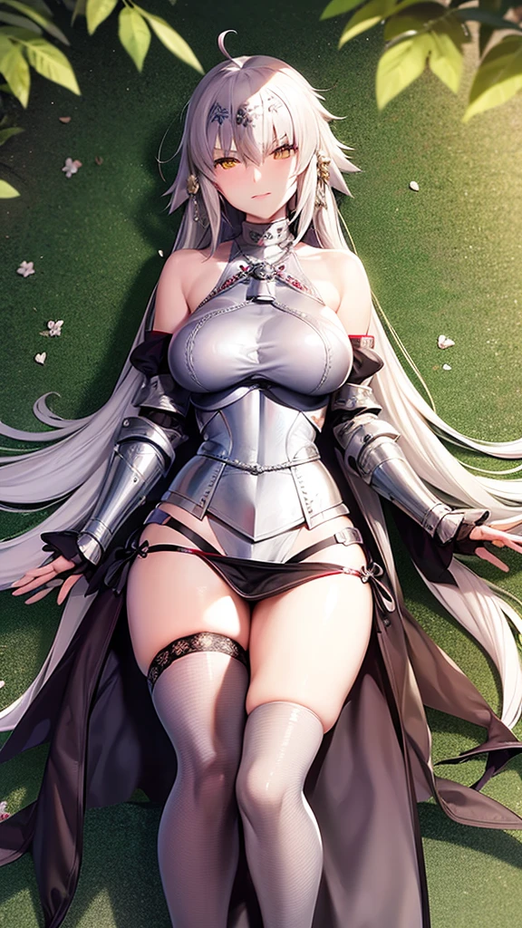 Woman knight、a beauty girl、huge tit、Excellent style、Nice Buddy、glamorous、Black leotard、s Armor、Bra chest armor、knee boots、gauntlets、greave、hair adornments、silber hair、Longhaire、Ahoge、inside in room、desk、Sitting on a chair、legs crossed、Reading、Gentle smile