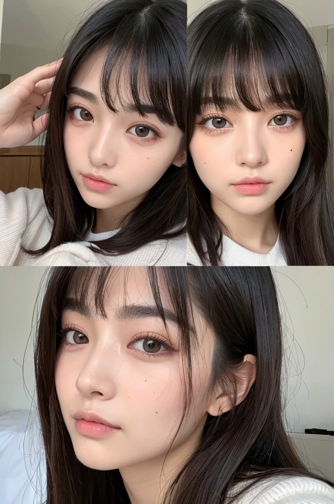 Double eyelids、Bangs eyebrow length、long hair、Mole under left eye、Short、20-year-old female