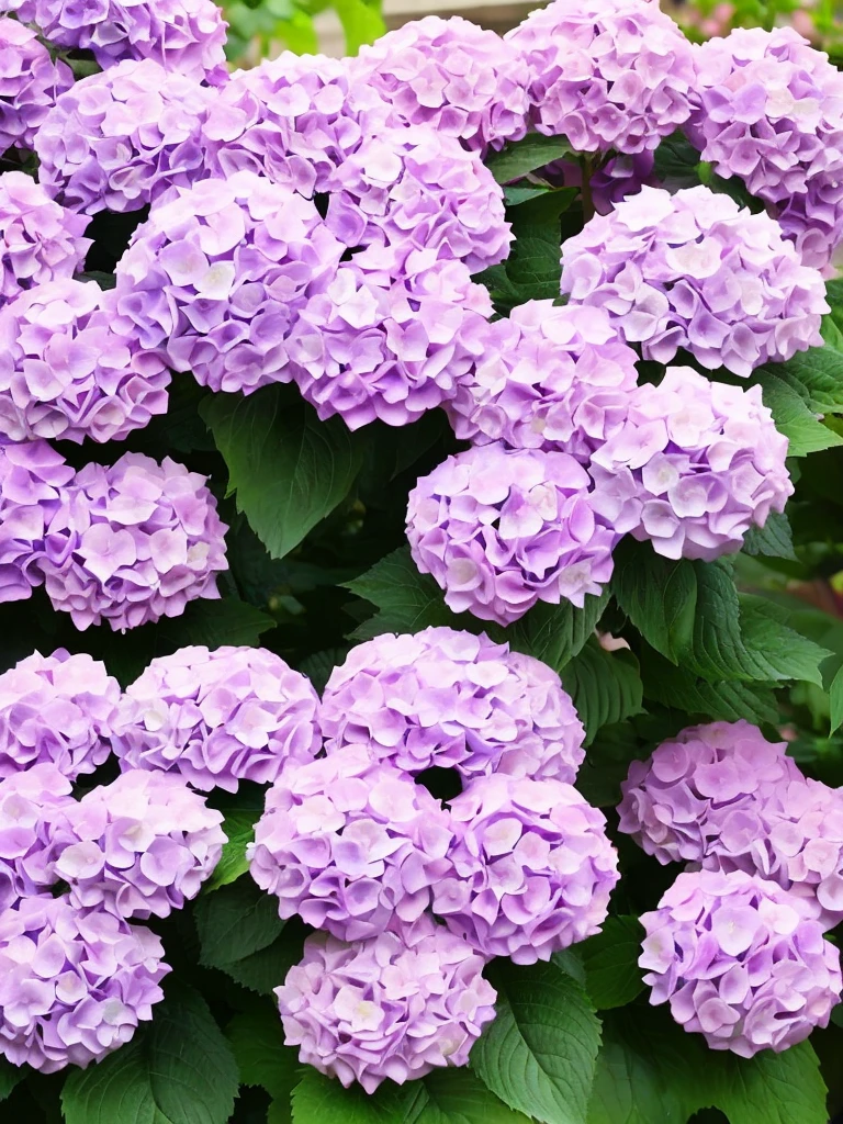 Purple and pink hydrangea Japan's top idol girl Kyoto Temple Realistic Detailed and beautiful eyes A little smile Real Photo
