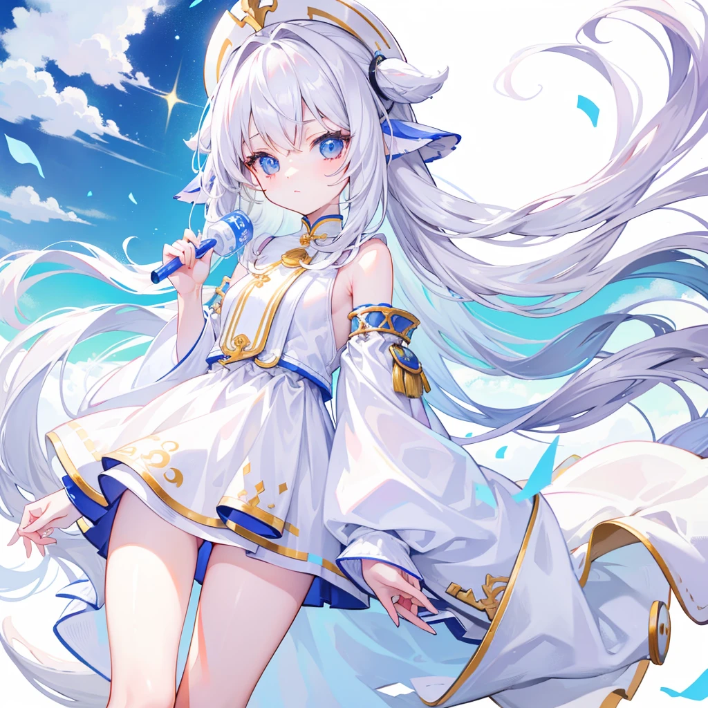 Milky Long Hair Milk,White clothes,Fufu has a very cute face,It's a cute girl