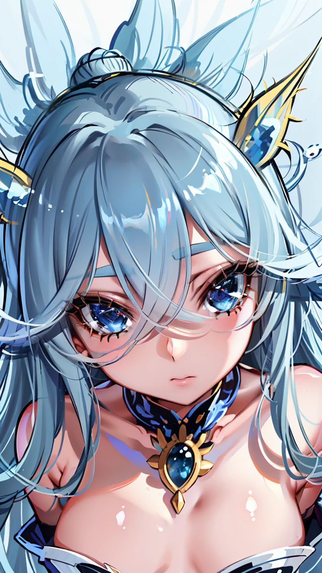 (masterpiece:1.2), (best quality:1.2), (ultra-detailed:1.2), finely detail, perfect anatomy, one girl, Blue and yellow hair, long hair, slit eyes, gradient hair, expressionless face, long, light blue eyelashes,
