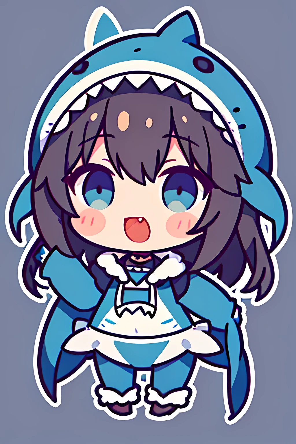 1girl, shark mascot costume, minimal vector style