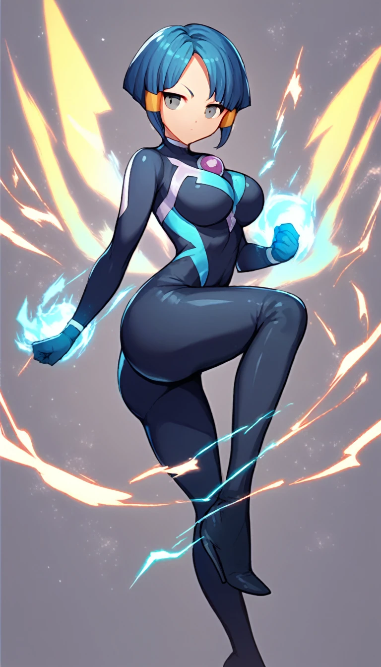 best quality,ultra detailed,solo,score_9, score_8_up, score_7_up, score_6_up, score_5_up, score_4_up, source_anime, 1girl, clara, blue hair, hair tubes, grey eyes, bodysuit,big breasts, standing sexy pose, (front view,portrait),full body,heavenly ass, heavenly breasts, big ass, no shoes, wearing black heels, upset, cute, face, long legs, tight bodysuit, tight sleeves, black bodysuit, half-closed eyes, backside, charging power, charging energy, dark energy, using power, using energy, using dark energy, charging dark energy, destroyed world