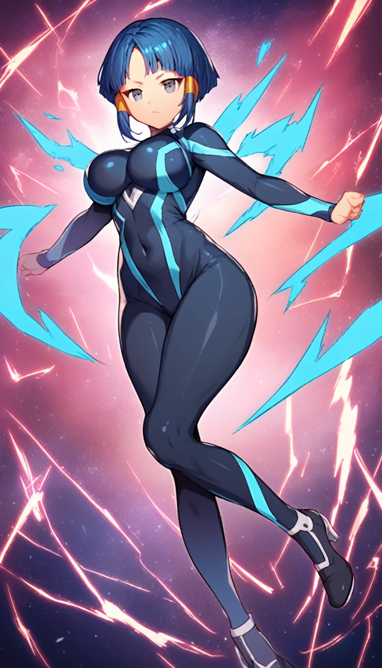 best quality,ultra detailed,solo,score_9, score_8_up, score_7_up, score_6_up, score_5_up, score_4_up, source_anime, 1girl, clara, blue hair, hair tubes, grey eyes, bodysuit,big breasts, standing sexy pose, (front view,portrait),full body,heavenly ass, heavenly breasts, big ass, no shoes, wearing black heels, upset, cute, face, long legs, tight bodysuit, tight sleeves, black bodysuit, half-closed eyes, backside, charging power, charging energy, dark energy, using power, using energy, using dark energy, charging dark energy, destroyed world