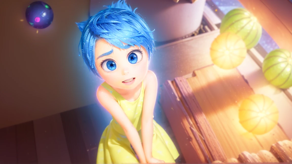 Masterpiece, Best Quality, (happiness_Inside out, yellow skin, ),  happy, green dress,  pixar, Cartoon, 3D rendering, , (naked:1.4), nipples (blush:1.0), detailed face, roadside, Crouching POV, sfw,  (((Place_Inside out, yellow skin, Blue eyes, blue duendecillo cut))), happy, (((sleeveless lime green dress speckled with firework-style flowers print that goes to the knees))), pixar, Cartoony, 3D rendering, small breasts, barefoot, sunlight, (Chapped lips:1.4), (blush de nariz:1.2), foreshortening, black cuts, (eye contact), High contrast, ultra high resolution, high resolution, detailed, visible breasts, showing breasts, (cinematic lighting), ((high angle view)), (half body shadow), [backlighting], [twilight ray], [detailed ambient light], [gray natural lighting], [ambient light on the belly], (greater detail of wild wildlife), [explict content], [sharp focus], (questionable content), (shading), comisión de high resolution, detailed image, bright colors, detailed face, perfect lighting, perfect shadows, Perfect eyes, girl focus, Perfect face, beautiful body, shiny body, Central focus, look at the viewer, 1 girl, Alone, (Masterpiece:1.21), (Best Quality:1.2), (illustration:1.2), (cinematic lighting:1.3), balanced coloring, global illumination, ray tracing, good lighting, neckline, attractive body, sexy body, looking at the viewer, sfw, portrait, happy expression, (((headquarters from the inside out, In general, interior in purple tones., walls with numerous shelves with glowing spheres)))