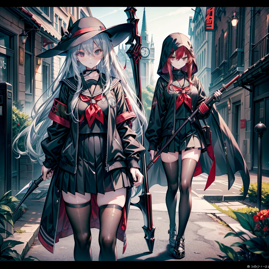 Highest quality、masterpiece、Official Art、The best configuration、A high school girl vampire hunter wearing a black sailor uniform、I have the Grim Reaper's size、Wind、Deep Focus,Absurd、Detailed eyes and face、Blood splatter、Blood is dripping from the scythe、He threatened Hideo.、
Grim Reaper's size、