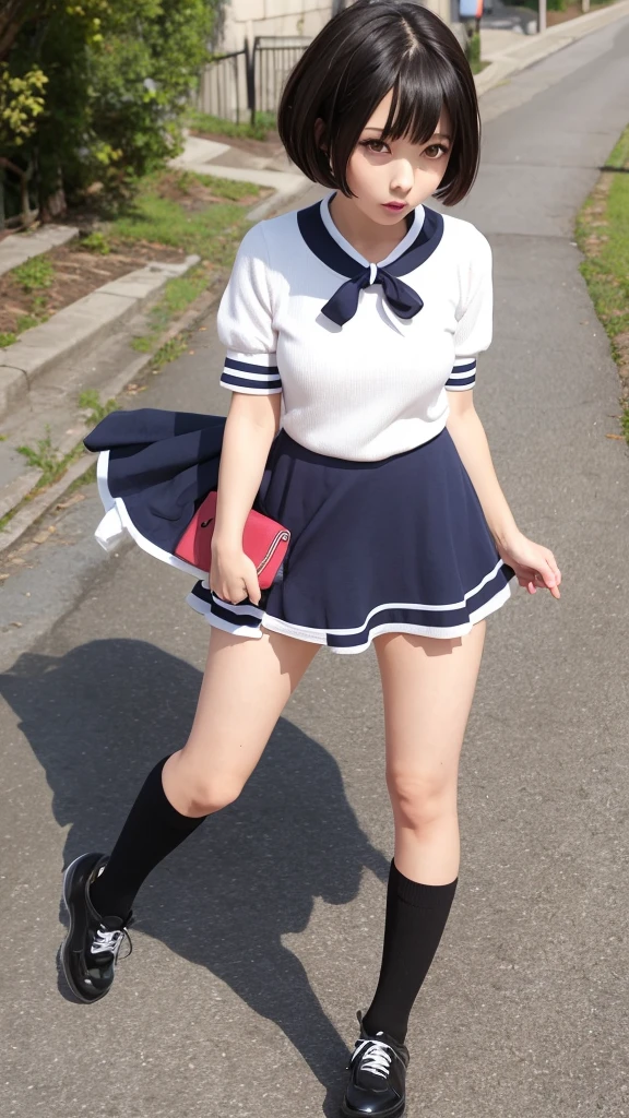 Short Bob Hair Rika Adachi Girly Flare Dress
Knee-high socks