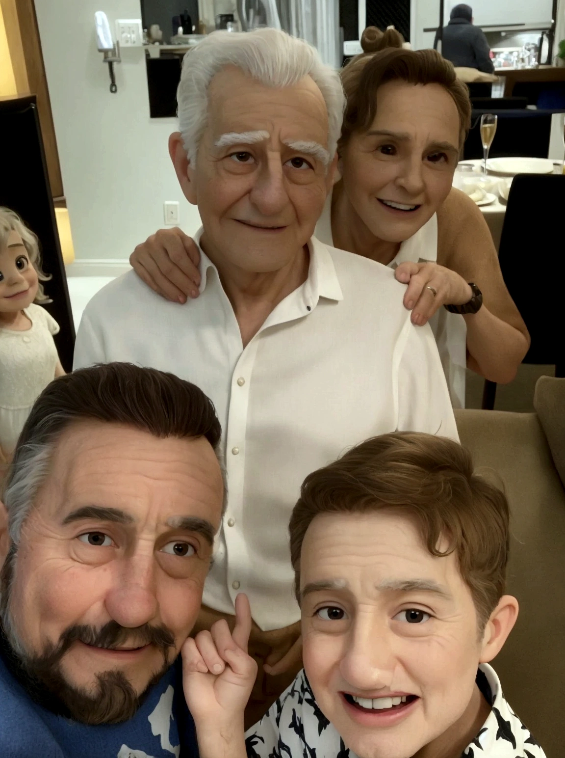 there are two adults and one posing for a photo, 4k post, 4k post, 70 years old, 7 0 anos, taken at the beginning of 2020, an 80-year-old man, por Romain Brook, he is about 80 years old, por David Rubin, family dinner, family portrait, family photo, profile image