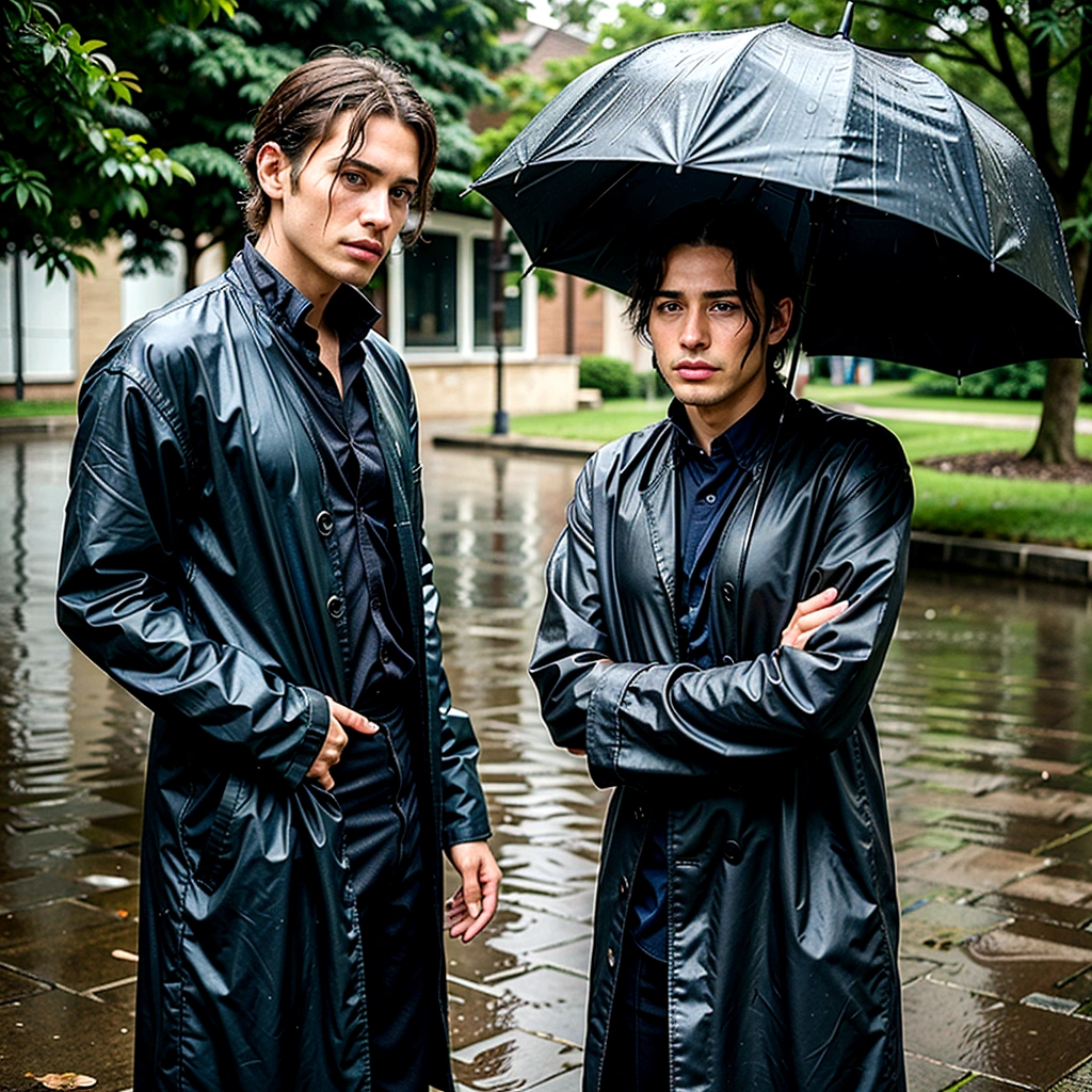 Man struck by rain in mourning clothes