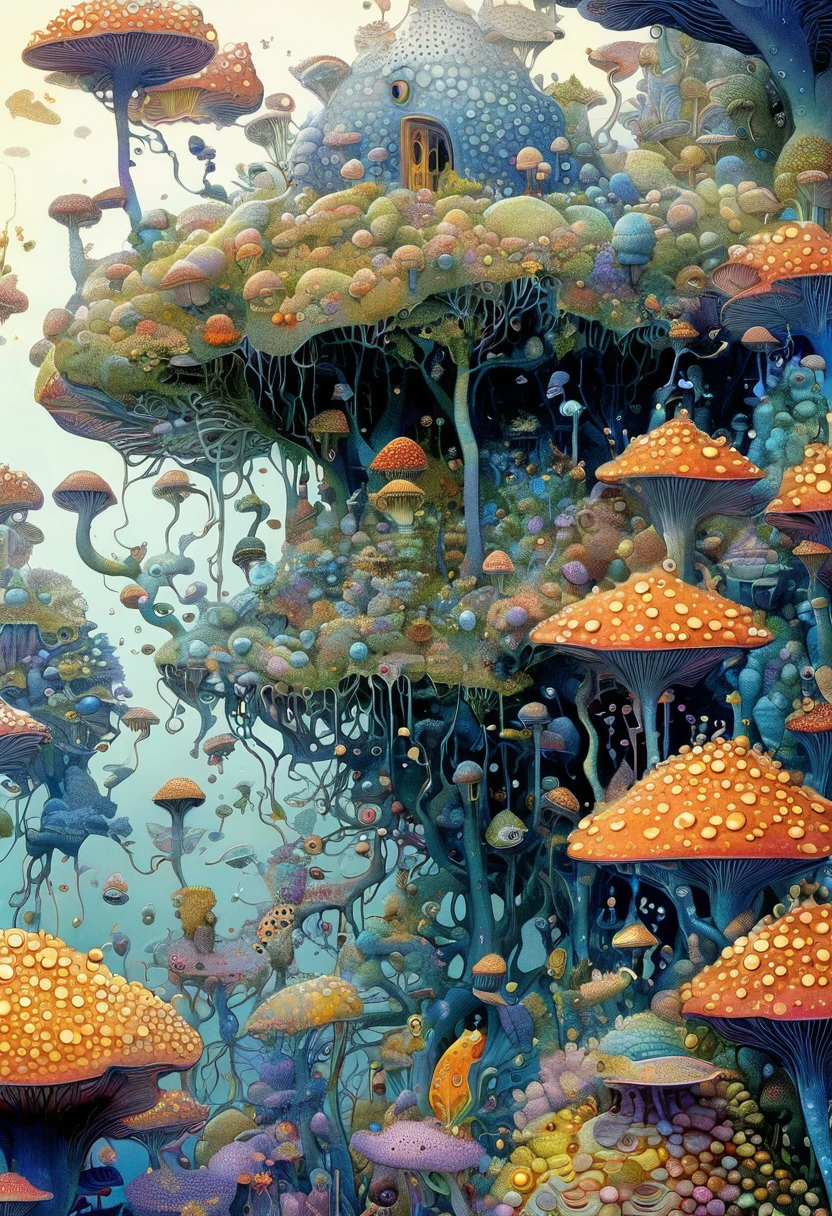 illustrations de daniel merriam，Strange illustration。Pointillism method。Trypophobia。Strong contrast。Award-winning works。