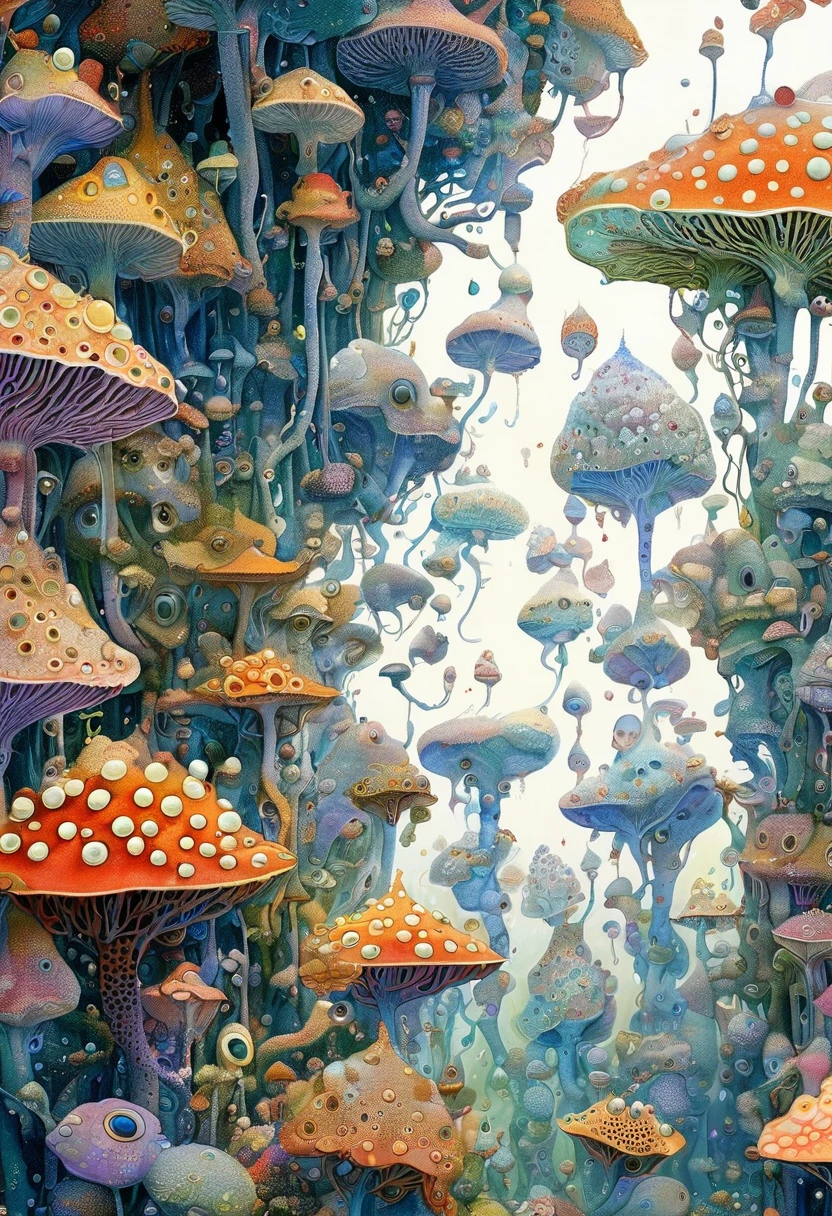 illustrations de daniel merriam,Strange illustration。Pointillism method。Trypophobia。Strong contrast。Award-winning works。