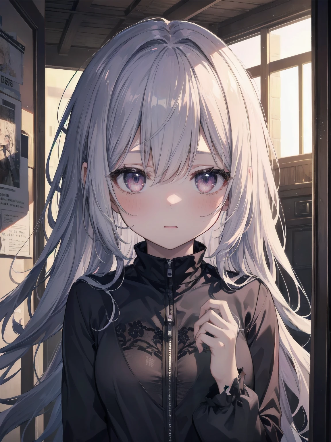 Masterpiece、Cinematic、Highest quality、Super detailed、Detailed clothing、Clear Face、Detailed face、Detailed skin、1人のgirl、s old、girl、、Torn clothes、、Worn clothes、Embarrassing、blush、Looking down、Loose wearing、despair、fear、A dark room、Blackout