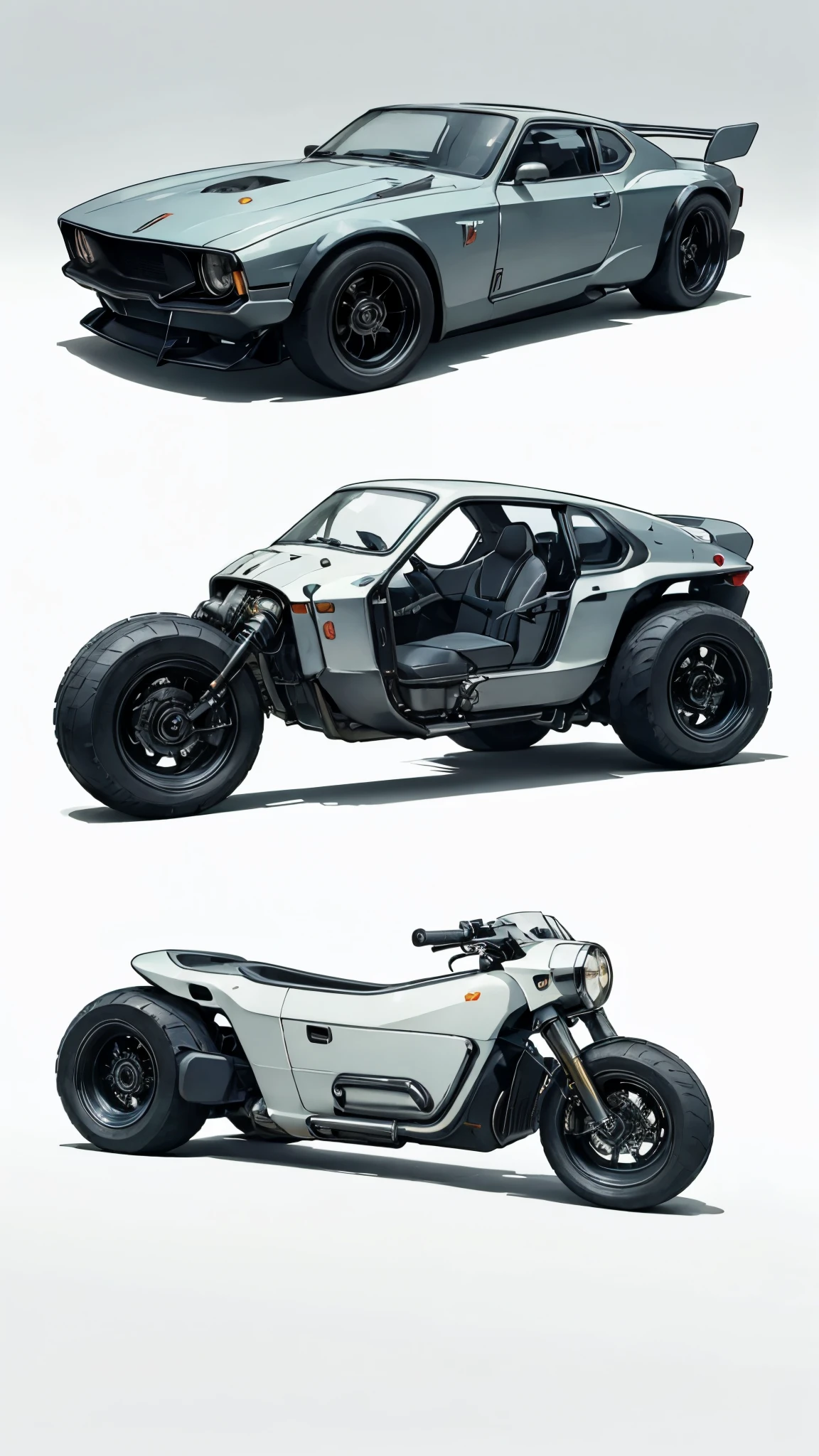 Futuristic motorcycle based on the Honda Super Cub、yellow、Photographed from directly in front、Simple Background