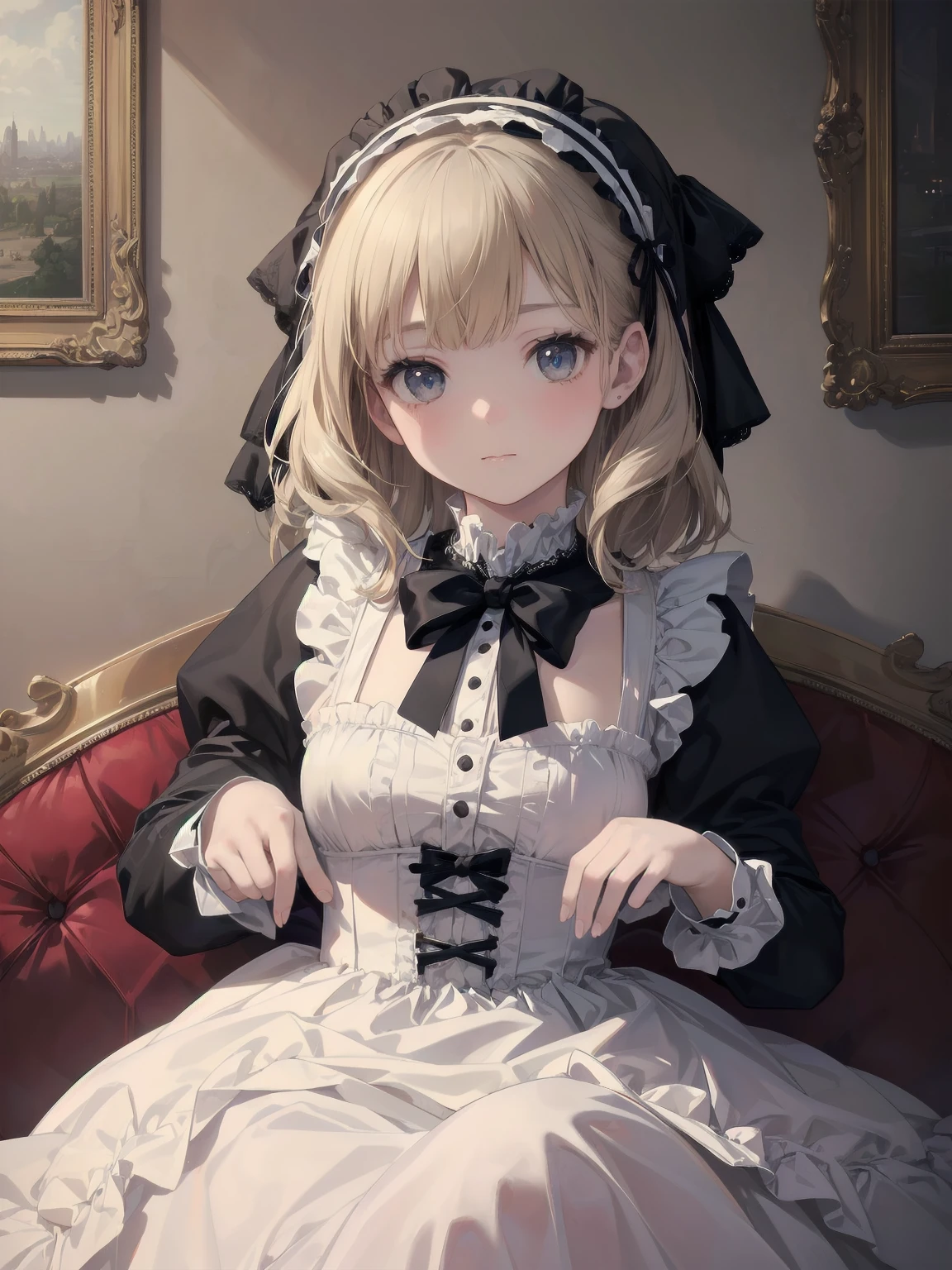 (Highest quality、16K、masterpiece、Ultra-high resolution、Victorian era、Photorealistic:1.2)、A delicate ****ta girl, aged 13、Cute pose of a ****ta maid