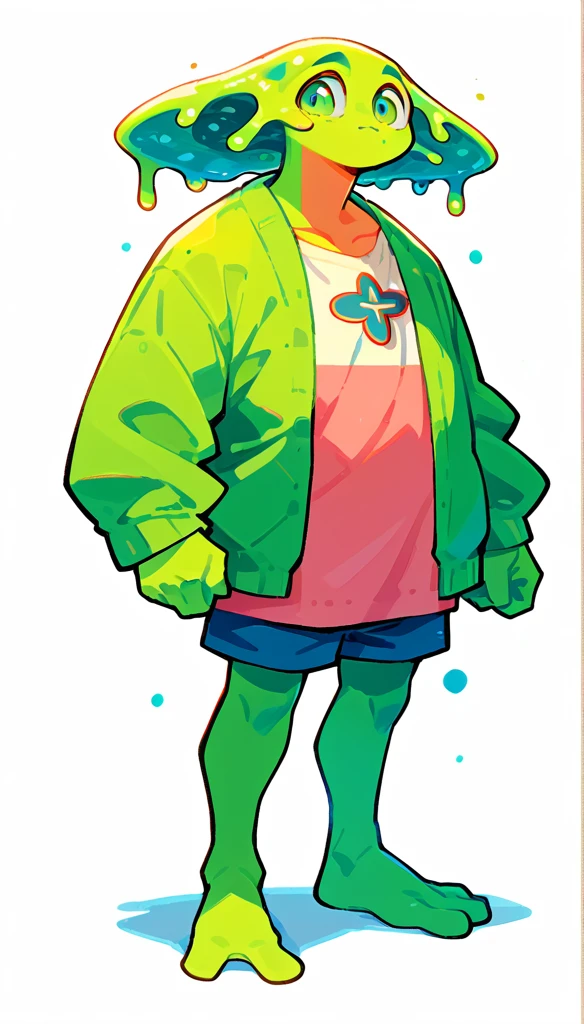 score_9, score_8_up, score_7_up, (clear simple background, white background, papyrus background), ((adult))
(Goo boy, Sime:1.2), mature , monster, anthro, solo, (male), (green_skin, fullbody, bulky bode, tall, cute face, focus), beautiful,