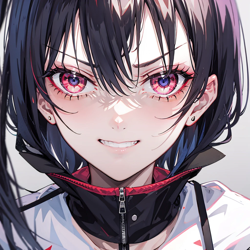evil look , tactical clothes , close-up , looking into the camera , in totality