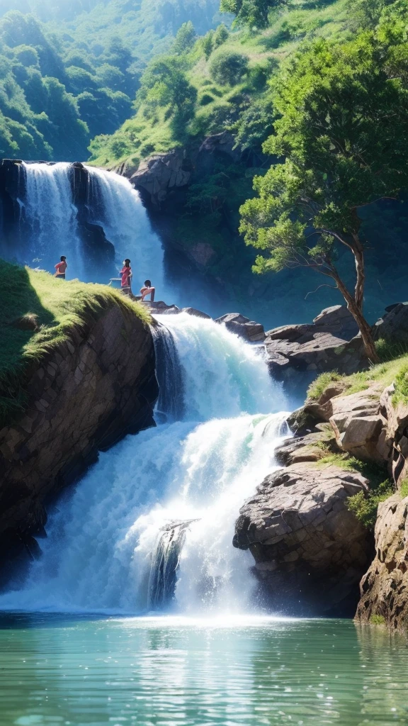 (logo、wonderful、8K、Tabletop、RAW Photos、wonderful、最high quality、フォトリアリスティックかつVery detailed、CG、high quality、Very detailed、Narrative poem、Particle Effects、Dynamic Effects、Text Boundary Depth、Cinematic Light、Lens flare、Ray Tracing、Tabletop、Genuine、Ultra HD、Fantasy）、Beautiful Water、Splash、Water flow、Water swell、Great beauty、透き通ったgreenい水の美しさと輝き、The tranquility and beauty of water、wonderfulWind景、Beautiful natural water、green、Wind、wonder、wonderful