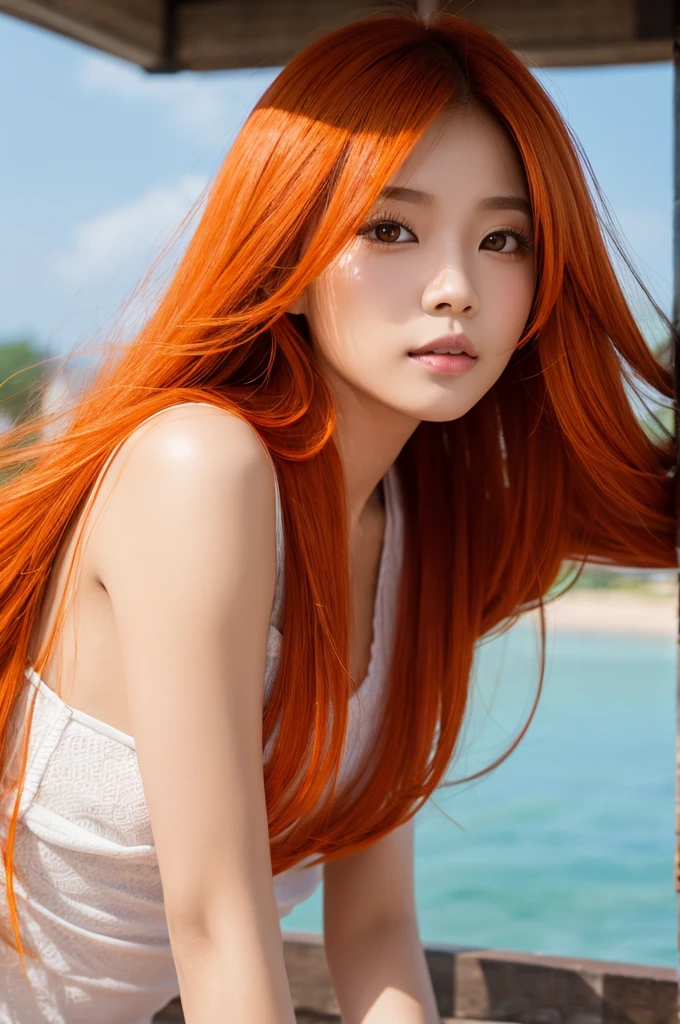 Thai Beauty、Orange hair long hair、model、