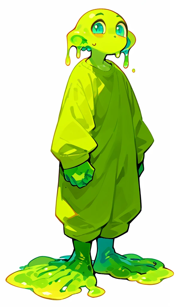 score_9, score_8_up, score_7_up, (clear simple background, white background, papyrus background), ((adult))
(Goo boy, Sime:1.2), mature , monster, anthro, solo, (male), (green_skin, fullbody, bulky bode, tall height, cute face, focus), beautiful, 