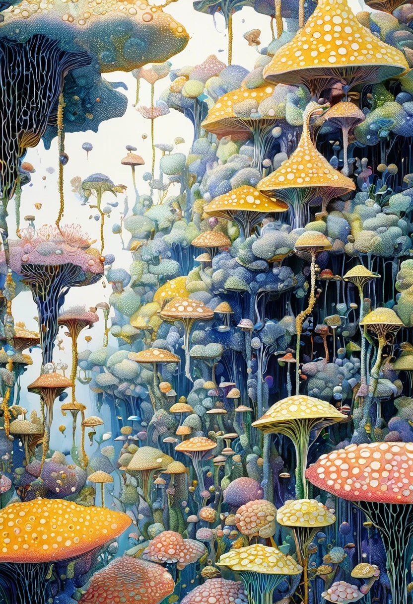 密集Pointillism method。Smooth lines。illustrations de daniel merriam,Strange illustration。Pointillism method。Trypophobia。Strong contrast。Award-winning works。