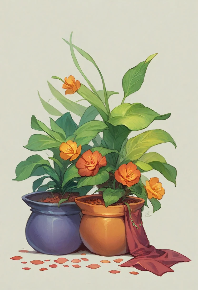 (A pot of saffron), purple, best quality, masterpiece, hand drawn, bright, with light and translucent petals (white background), game like texture, realistic structure