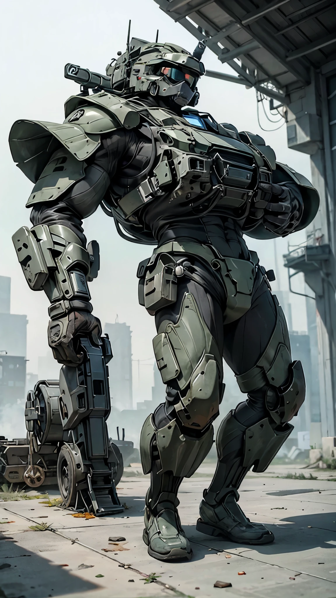 Retro Powered Suit、Moss Green、3 m、Heavy machinery、Big Hands