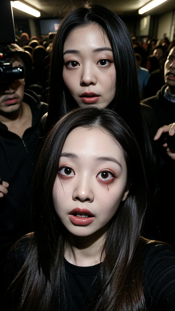 dark lighting, fisheye lens, realistic horror movie scene featuring a terrifying zombie that looks like a real person. The background is a typical Japanese high sclool with horror movie setting, style of Japanese horror films like 'Ju-on', --no expression --ar 9:16 --v 6.0
