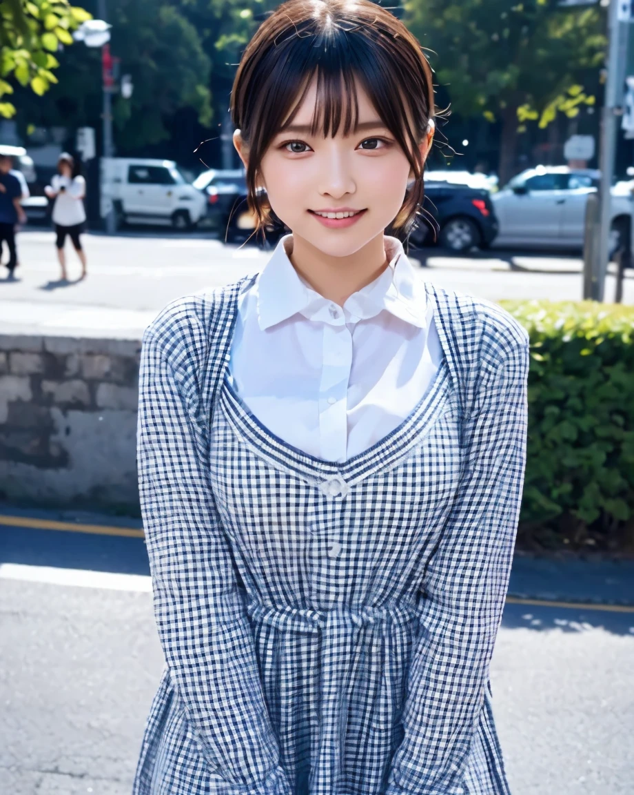 (Tabletop:1.3), (8K, Realistic, RAW Photos, Highest quality: 1.4), Japanese, (One Girl), Beautiful Face, (Realistic Face), (Black Hair), Beautiful hairstyle, Realistic eyes, Beautiful attention to detail, (Realistic Skin), Beautiful Skin, charm, 超High resolution, Surreal, Very detailed, Golden Ratio、
Show from waist to shoulders,
Beautiful and detailed skin, (cute:1.2),
(Black Hair),
((Pop Idols of Japan)),
(Upper thigh:0.6), (Written boundary depth),Soft Light, Lens Glow,
View your audience,
(Droopy eyes:1.2),
Straight teeth,smile,
Floating Hair, (blonde:1.2),
Brown eyes,
Movie Scenes, Cinematic, Full Color, 4K, 8K, 16K, RAW Photos, masterpiece, Professional color coding, Professional photography,
Cleavage,high school girl, Put your hair up, Consider,(Sweat,Haa)1.2,(blush,Open your mouth)1.3,Soft Clean Focus, Realistic lighting and shading, (Very delicate and beautiful art)1.3, elegant,Active Angle,Dynamism Pose,
Realistic, (cute女の子:1.1), High resolution, Ultra Clear, Sharp focus, ,Cosplay, slim,
Thin white cloth,Gray Hair, High Ponytail,
(Off-white damask long-sleeve shirt dress:1.3),
(Thom Browne designer dresses:1.4),
(Very detailed背景, Detailed Background: 1.3), Bokeh, Written boundary depth,
China City Street,
There is no one in the background,