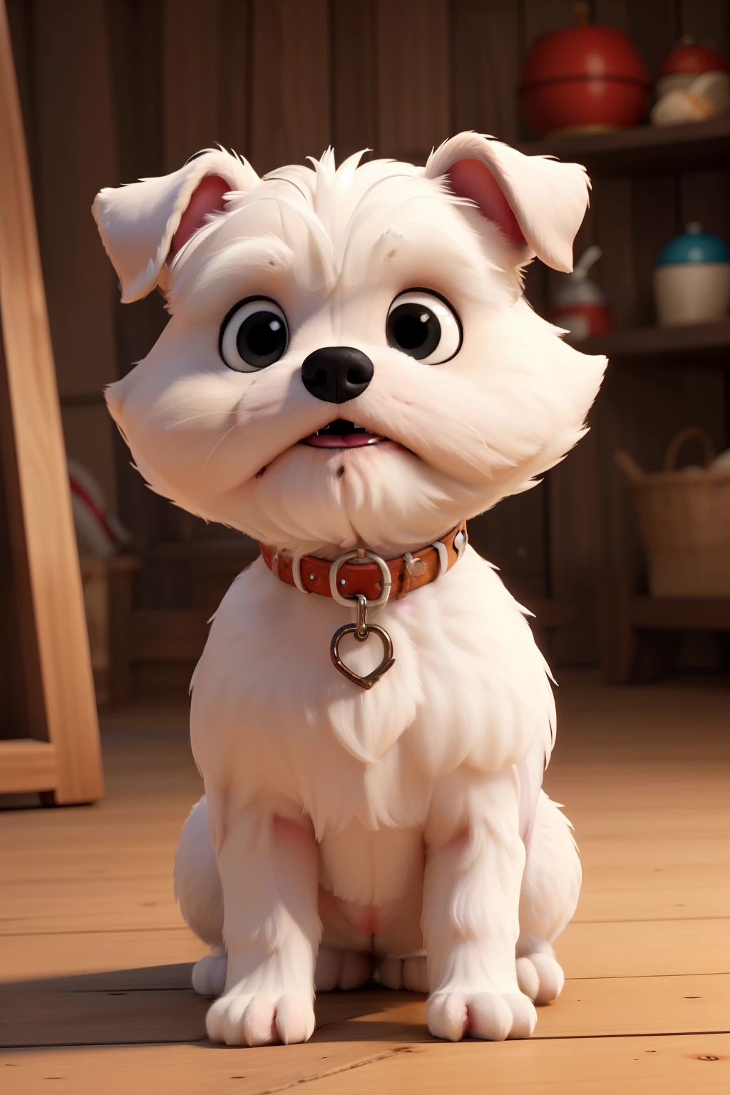 Small furry white shih tzu puppy