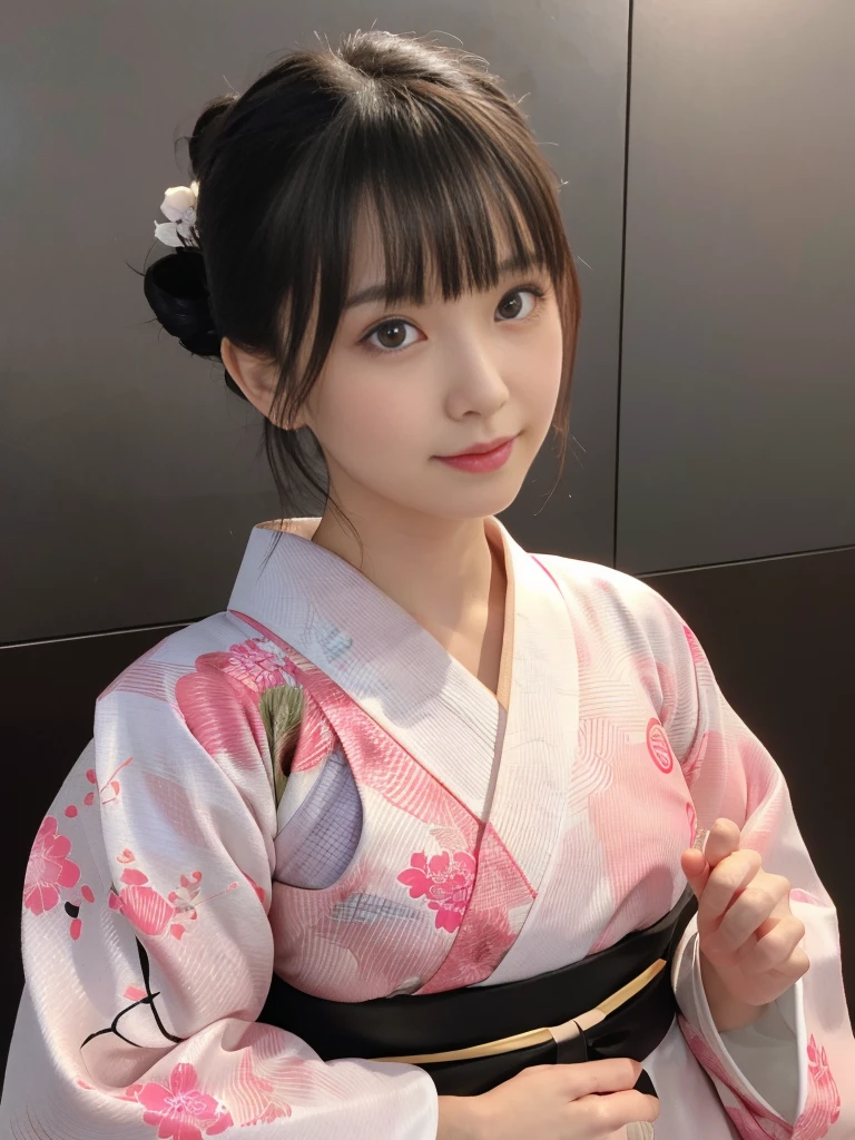white kimono、pink Japanese pattern、(Furisode:1.5)、or、(top grade)、1 female、16 years old、big breasts、Full body Esbian、black haired、tie your hair back、(realistic:1.7)、((best image quality))、absurd、(超A high resolution)、(Photoreal:1.6)、Photoreal、octane rendering、(超realistic:1.2)、(realistic face:1.2)、(8k)、(4k)、(masterpiece)、(realistic skin texture)、(enlightenment、movie lighting、wall-)、(beautiful eyes:1.2)、((((perfect face))))、(Cute face like an idol:1.2)、( Are standing)、shrine、bird ready、(January)、detailed cute face、true beauty、laughter、