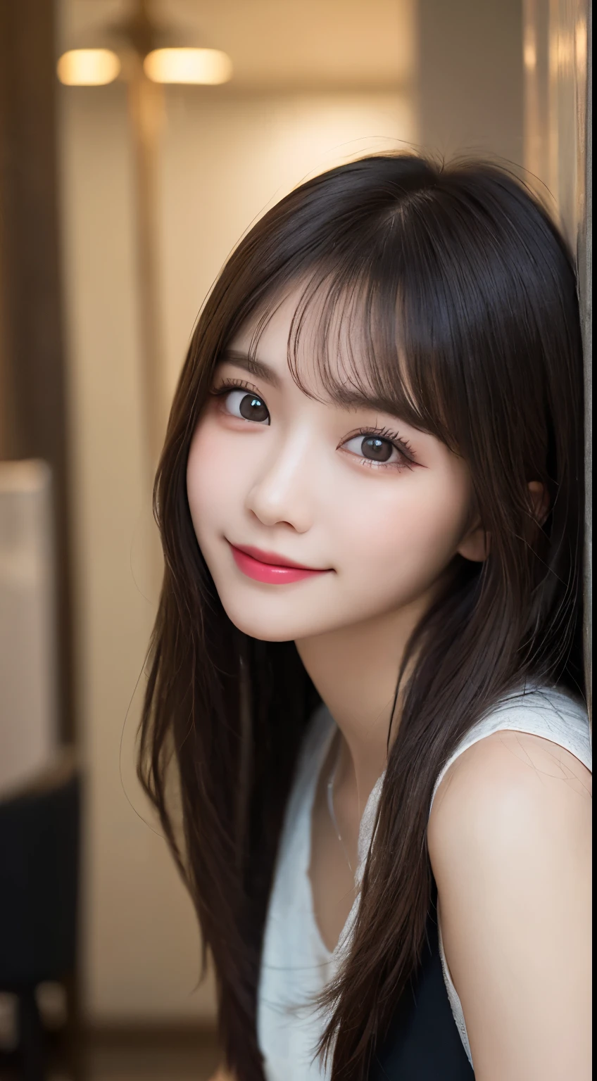 Tabletop, Highest quality, shape, Very detailed, finely, High resolution, 8k wallpaper, 完璧なダイナミックな構shape, Beautiful and exquisite,ランダムなcute髪,,Natural color lip、20-year-old girl、cute、Looking into the camera,Always blur the background,Perfect and beautiful face,Slim face and figure,Big eyes、Putting on gal makeup,Small face,Shooting from below、Blurred Background,Elegant feminine face、Cyberpunk Fashion、smile、Change pose randomly、Randomly change the shooting angle and position