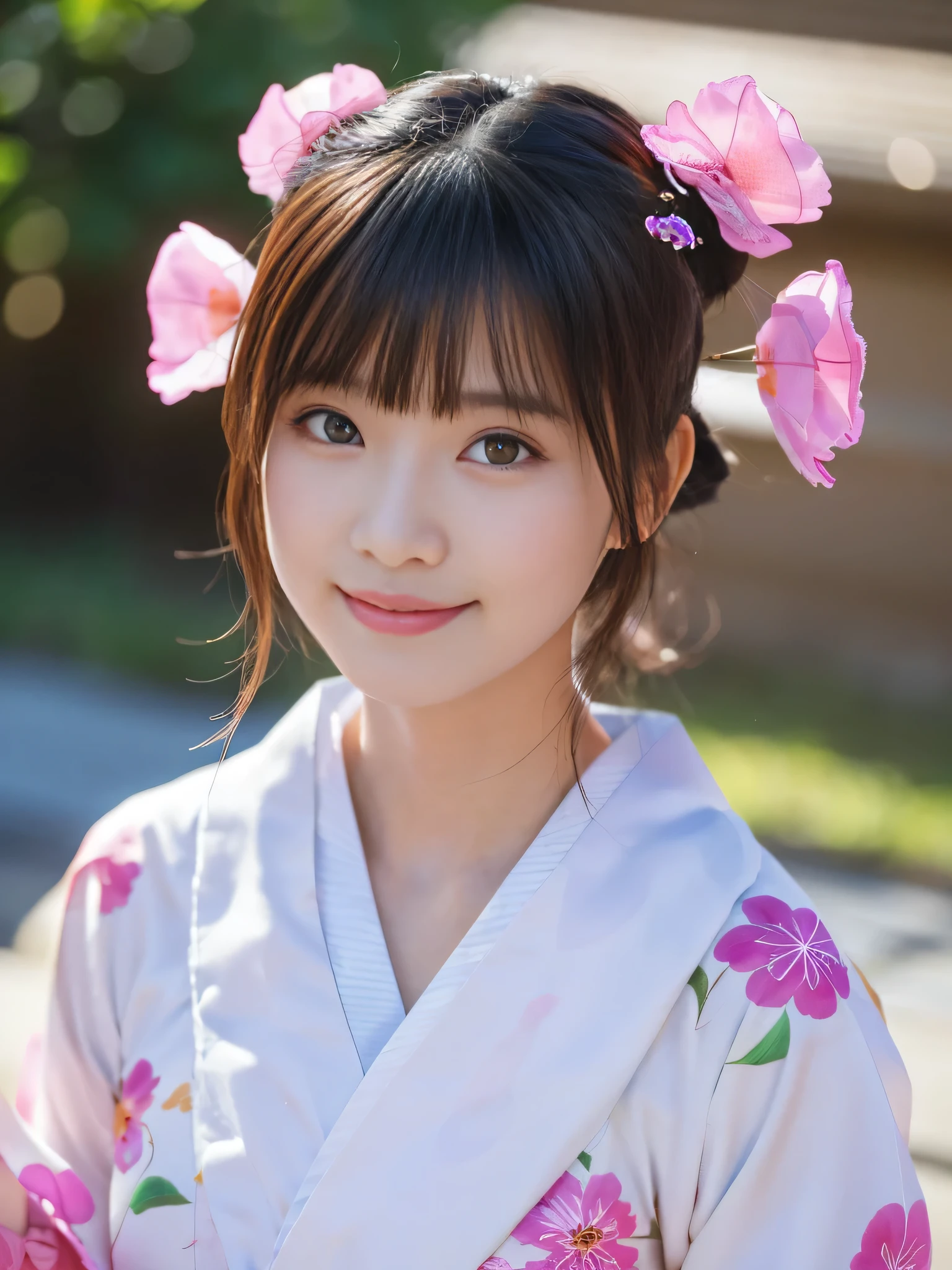 white kimono、pink Japanese pattern、(Furisode:1.5)、or、(top grade)、1 female、16 years old、big breasts、Full body Esbian、black haired、tie your hair back、(realistic:1.7)、((best image quality))、absurd、(超A high resolution)、(Photoreal:1.6)、Photoreal、octane rendering、(超realistic:1.2)、(realistic face:1.2)、(8k)、(4k)、(masterpiece)、(realistic skin texture)、(enlightenment、movie lighting、wall-)、(beautiful eyes:1.2)、((((perfect face))))、(Cute face like an idol:1.2)、( Are standing)、shrine、bird ready、(January)、detailed cute face、true beauty、laughter、