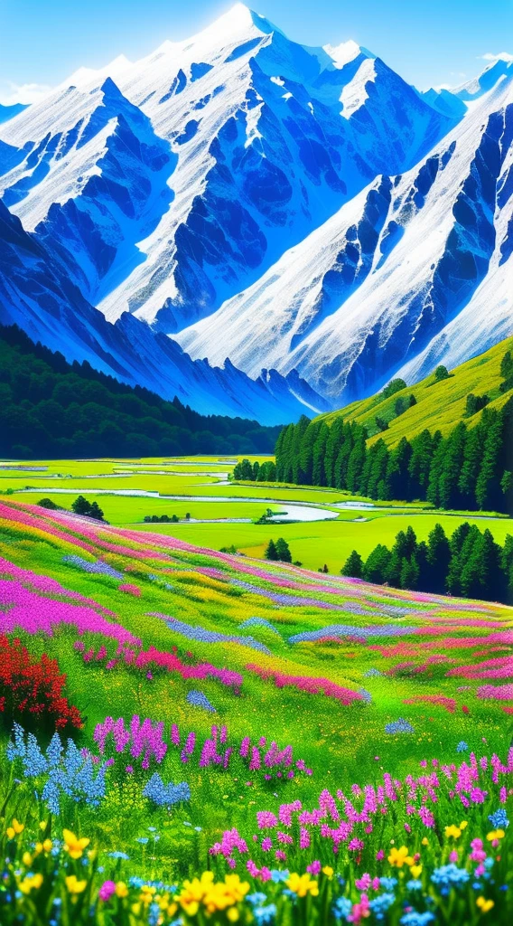 Take a visual journey to Valley of Flowers National Park in Uttarakhand, India. Recreating the vivid colors and delicate beauty of this UNESCO World Heritage Site、Show off your artistic talents。. Blooming Flowers々Draw a vibrant grassland, This includes rare species that only live in this alpine region.. Add a majestic waterfall cascading down a mossy cliff, Towering in the clear blue sky、Snow Capped Mountain々Surrounded by々Capture the magnificent scenery。. With your artwork、Capture the unspoiled charm and natural splendor of this hidden gem。.