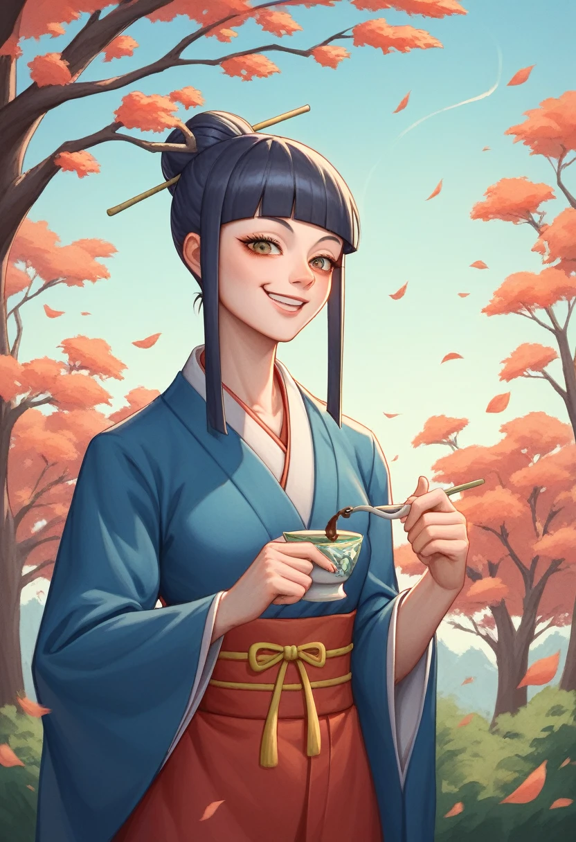 Tea pickers are picking tea,shukezouma, Negative Space, , Bisim , Portrait of a Standing Woman , Willow branches, (masterpiece, best quality:1.2), Traditional Chinese ink painting, Model shooting style, peaceful, (Smile), Looking at the audience, Wear long Han clothes, Hanfu, song, Tea trees in the background, wuchangshuo,