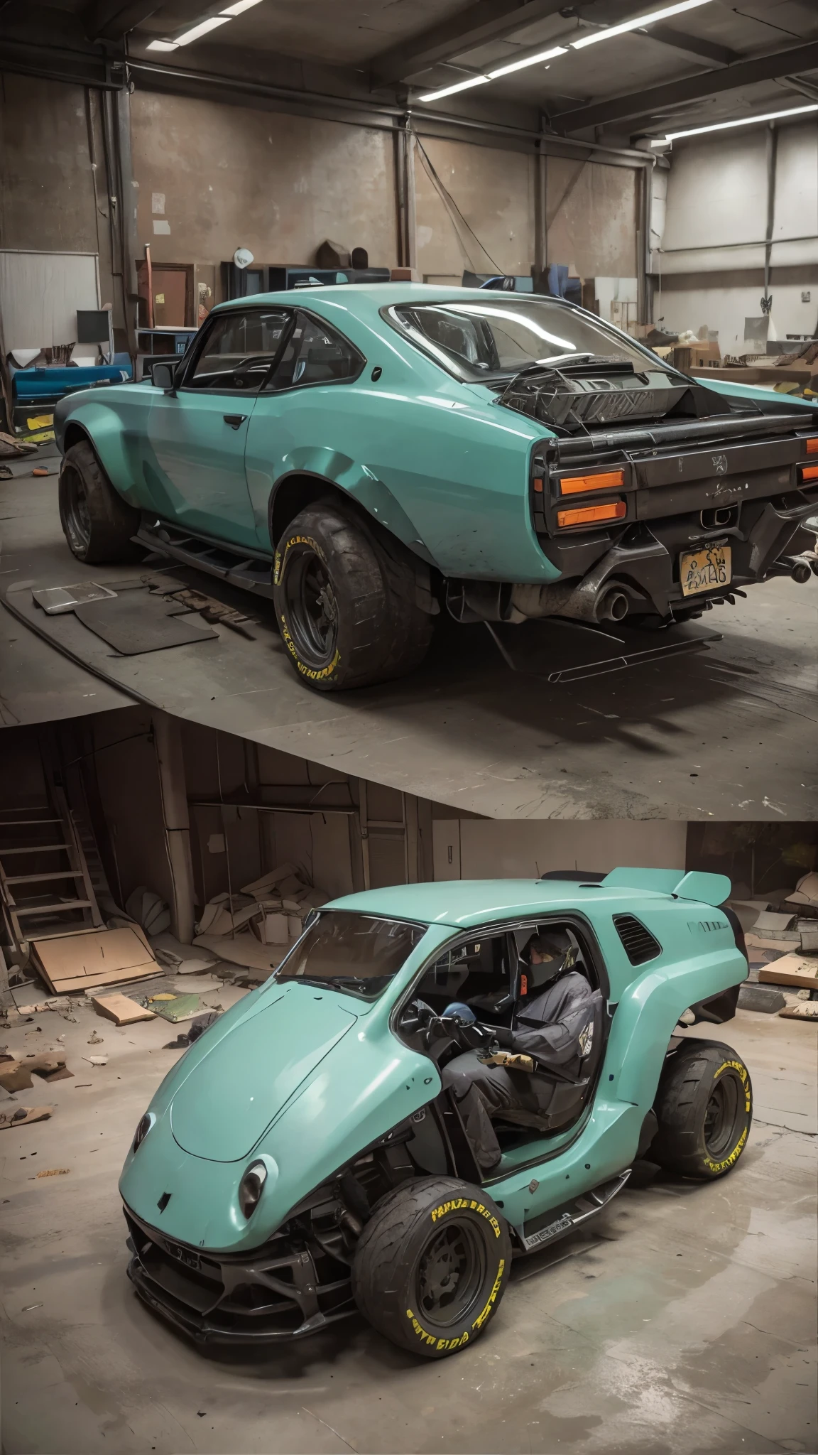 Retro Powered Suit、Moss Green、3 m、Heavy machinery、Construction site
