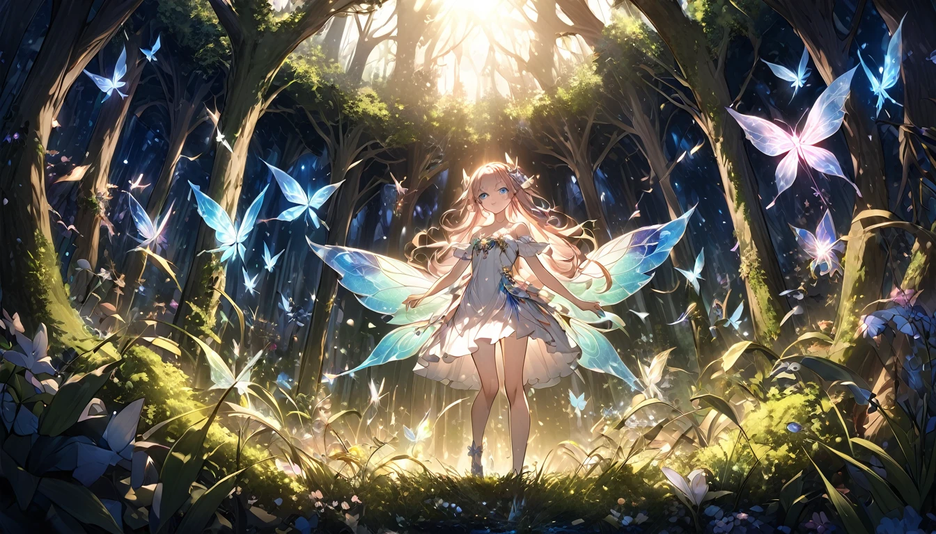 (High definition:1.2)、(Highest quality:1.2)、(8K:1.2)、Sharp focus、(Scattered beneath the surface:1.1)、Award-winning photo
(A glowing bioluminescent forest:1.2)、Adorable little fairy、Clear blue eyes under the eyes、Plump and lustrous lips、Kiernan Shipka Mackenzie Foy、Barbara Palvin、Rainbow Fairy Wings
(Highly detailed background:1.2)、(Magical fantasy:1.0)、(Knolling Case:1.1)、(Dreamy Art:1.1)、Dramatic lighting、Greg Lutkowski Alphonse Mucha Ropp