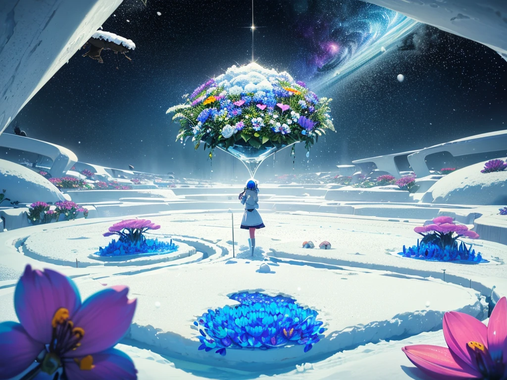 Melody Mark,top-quality、masutepiece、1womanl、solo、(abstract art:1.5),(Psychedelia Theme:1.6),(Gunjo world:1.5),(Lots of creatures:1.5),(Space world:1.5),(There is a beautiful woman at the center of the world),(a lot of snow is falling:1.5),A ray of light spreads,A heart-shaped gem spreading from the center,Diamond Dust,(Nostalgic landscapes:1.5),(colorful flower:1.5),Inside the glass maze,enveloping you,With the hollow mist,slip through my fingers,pure white breath,I'll be sucked into the night sky,I looked up,The falling snow began to draw a spiral,Your back, tired from city life, tells of lonely times.,Fill in the gap of sadness that was created before you knew it with this snow,Close your limits quietly,