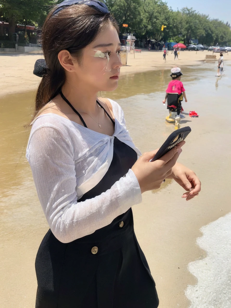 ((Best Quality, 8K, Masterpiece: 1.3)), (Uniform: 1.5), (Newsboy Hat: 1.3), Focus: 1.2, Perfect Body Beauty: 1.4, Buttocks: 1.2, (Layered Haircut: 1.2)), , (Street: 1.3), Highly detailed face and skin texture, Full body, delicate eyes, Double eyelids, whitening skin, long hair, (round face: 1.5),