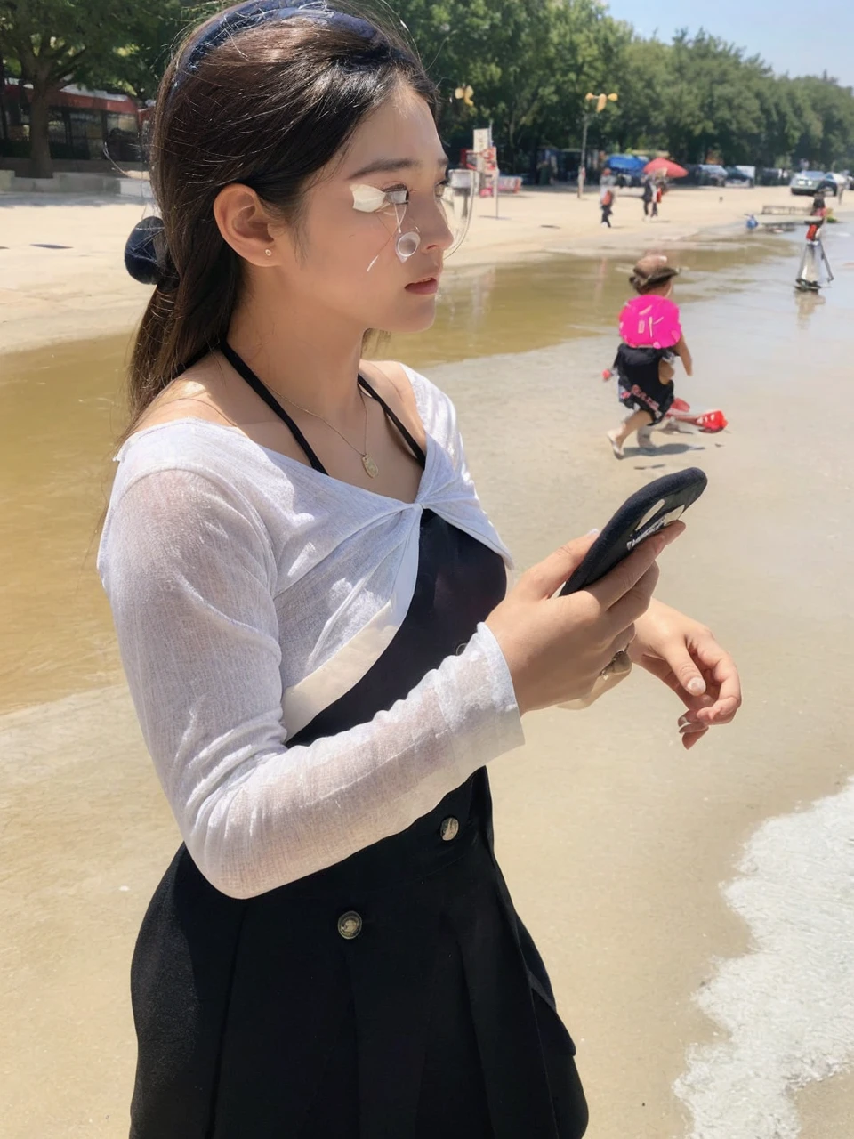 ((Best Quality, 8K, Masterpiece: 1.3)), (Uniform: 1.5), (Newsboy Hat: 1.3), Focus: 1.2, Perfect Body Beauty: 1.4, Buttocks: 1.2, (Layered Haircut: 1.2)), , (Street: 1.3), Highly detailed face and skin texture, Full body, delicate eyes, Double eyelids, whitening skin, long hair, (round face: 1.5),