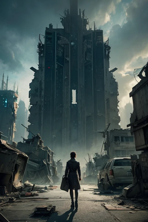 Highest quality、A ruined futuristic city、dim、Surrealism