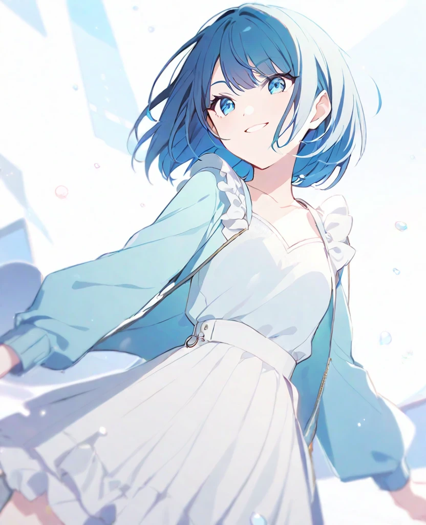 One girl,alone,kiritani haruka,Blue longHair,Blue Eyes,project sekai,longHair,cute,cute,smile,