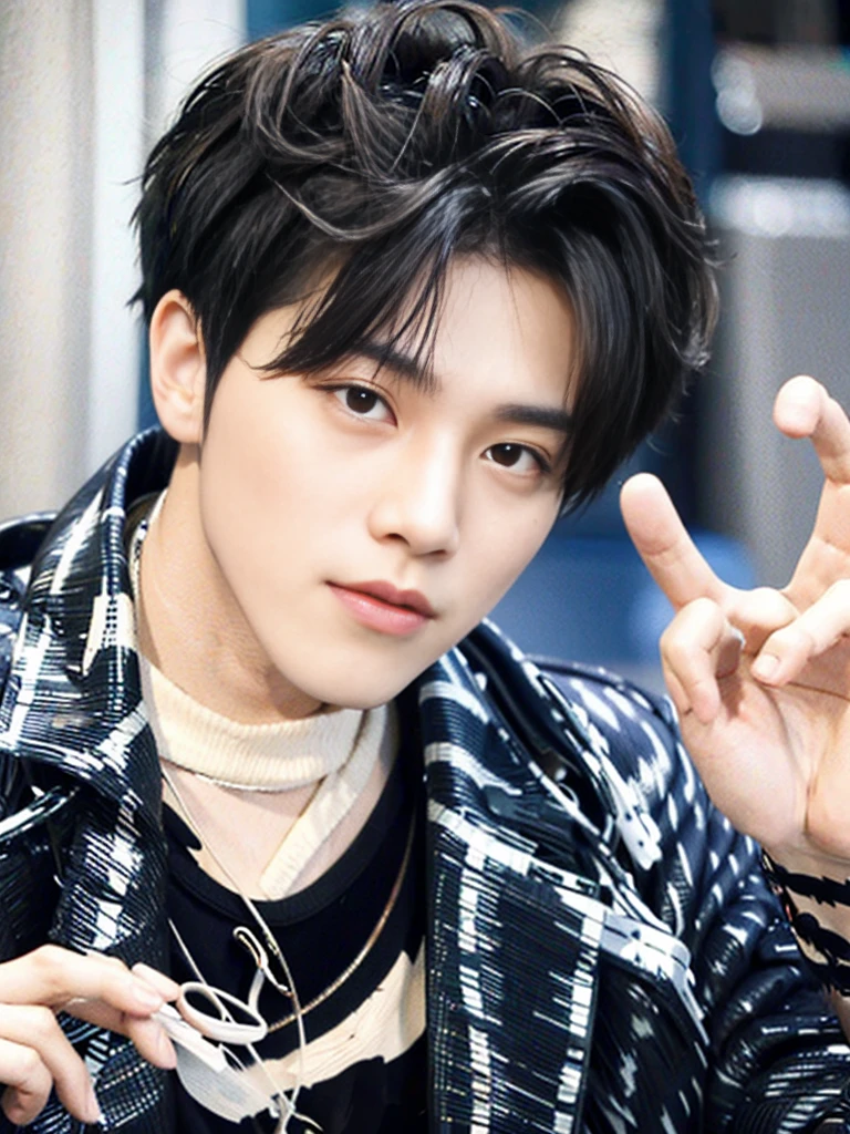 K-pop singer Kim Tae has revealed his potential role in his new album, Black Veil, released on August 8((wearing stripe shirt))