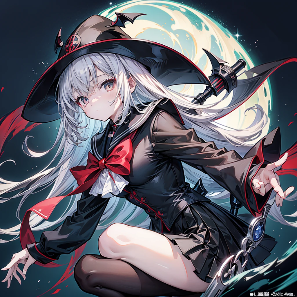 Highest quality、masterpiece、Official Art、The best configuration、A high school girl vampire hunter wearing a black sailor uniform、I have the Grim Reaper&#39;s size、Wind、Deep Focus,Absurd、Detailed eyes and face、Blood splatter、Blood is dripping from the scythe、He threatened Hideo.、
Grim Reaper's size、